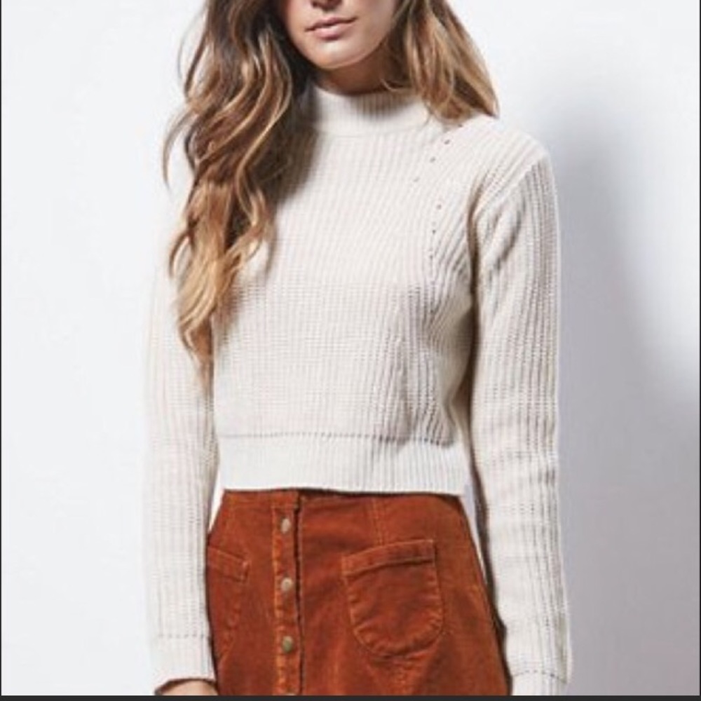 Kendall and Kylie cropped cream sweater